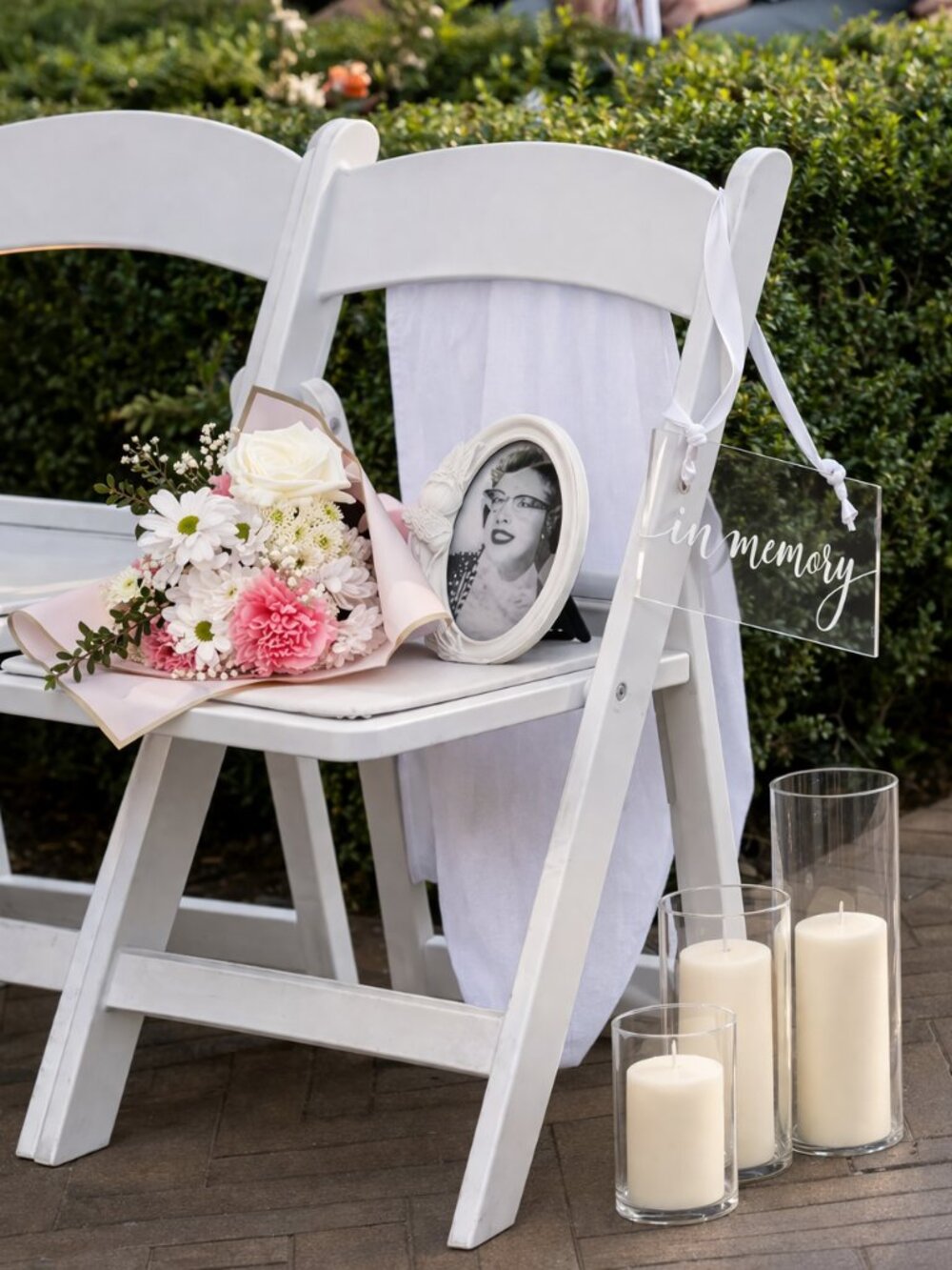 Set of 2 | Acrylic “In Memory” or Reserved Seat Chair Signs for Wedding